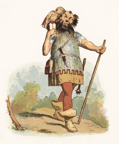 Jack The Giant Killer (renkli taş) için çizim by Richard Doyle