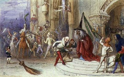 Cadı ve Süpürgesi (kalem ve mürekkep, guaj ve sulu boya) by Richard Doyle