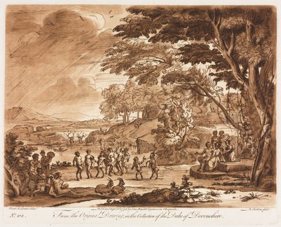 Liber Veritatis: No. 108, Satyrler ve Periler Dans Eden Manzara, 1775. by Richard Earlom