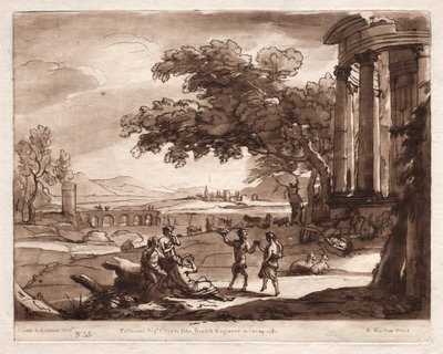 Liber Veritatis: No. 55, Tapınak, Peri ve Satyr Dansı Olan Bir Manzara by Richard Earlom