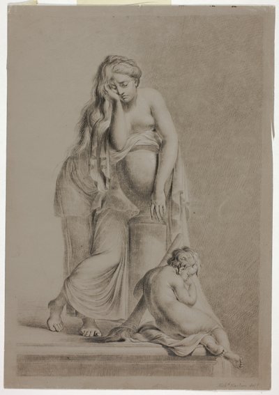 Putto ile Ağlayan Alegorik Kadın Figürü by Richard Earlom