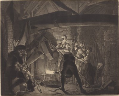 bir demir ocağı by Richard Earlom after Joseph Wright