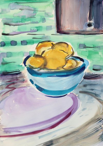 Limonlu Natürmort, 2020 (kağıt üzerine sulu boya) by Richard Fox