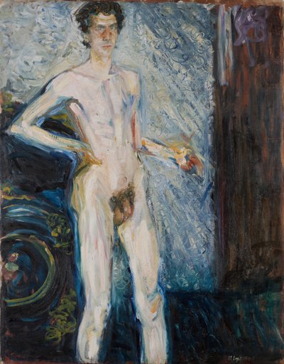 Paletli Çıplak Otoportre - Gerstl, Richard (1883-1908) - 1908 - Tuval üzerine yağlı boya - 139,3x100 - Leopold Müzesi, Viyana by Richard Gerstl