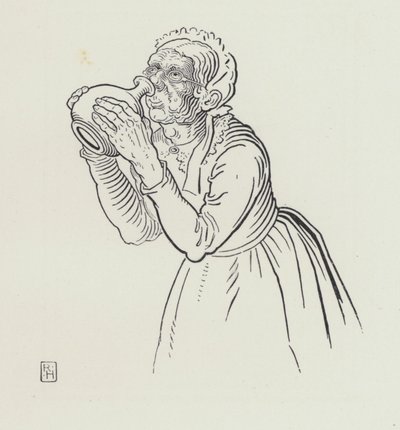 Yaşlı Kadın ve Şarap Kavanozu (gravür) by Richard Heighway