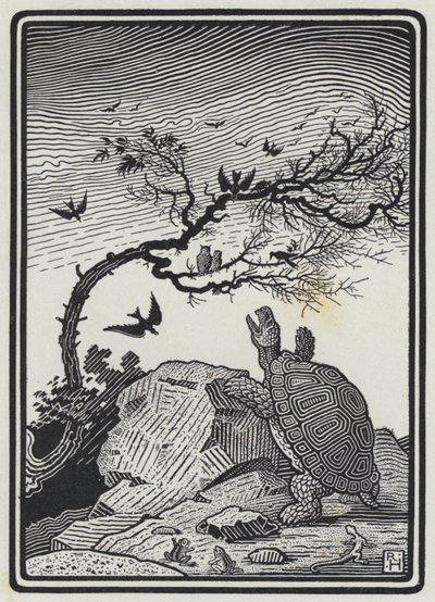 Kaplumbağa ve Kuşlar (gravür) by Richard Heighway