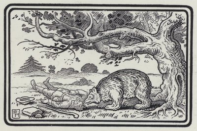 İki Arkadaş Ve Ayı (gravür) by Richard Heighway