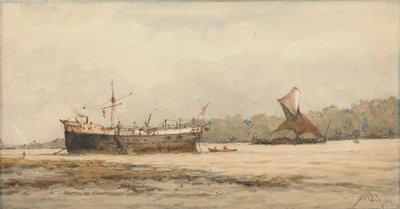 Bir Nehirde Demirli Bir Barikat ve Mavna by Richard Henry Nibbs