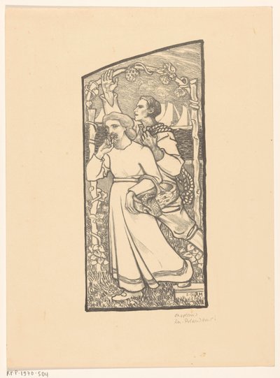 Sepetli kız ve ipli erkek by Richard Nicolaüs Roland Holst (signed by artist)