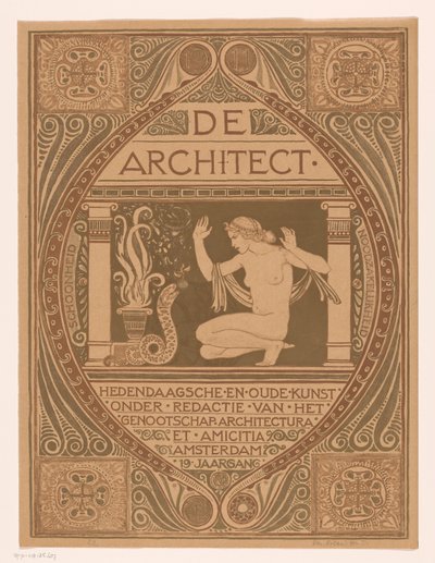 Kapak tasarımı: Mimar, 1911 by Richard Nicolaüs Roland Holst (signed by artist)