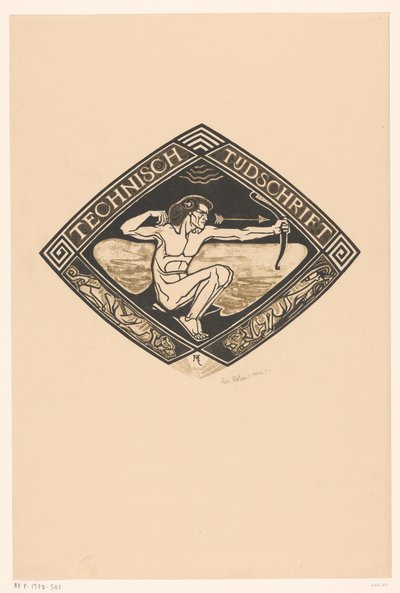 Teknik Dergi, 1914 için kapak tasarımı by Richard Nicolaüs Roland Holst (signed by artist)