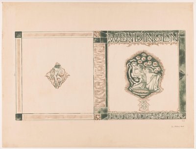 Kapak tasarımı: Weendingen, Woodcarvers sayısı, 1919 by Richard Nicolaüs Roland Holst (signed by artist)