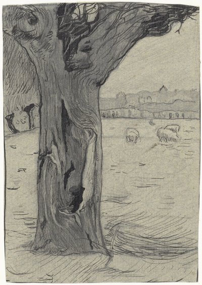 Bir çayır manzarasında Pollard söğüt by Richard Nicolaüs Roland Holst