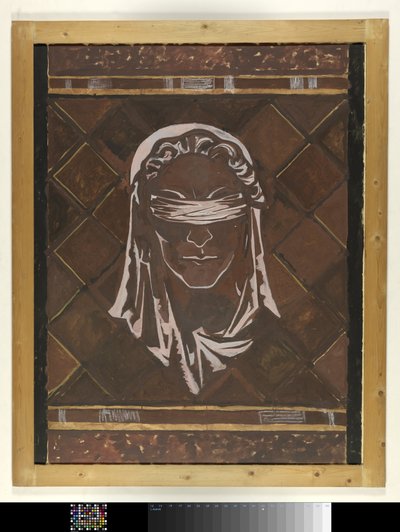 Gözü Bağlı Justitia'nın Başkanı; Lahey'deki Yargıtay'daki mermer dekorasyon figürü için tasarım by Richard Nicolaüs Roland Holst