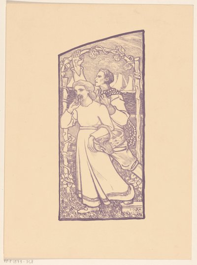 Sepetli kız ve ipli erkek by Richard Nicolaüs Roland Holst