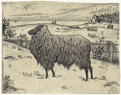 Bir kıyı manzarasında koyun by Richard Nicolaüs Roland Holst