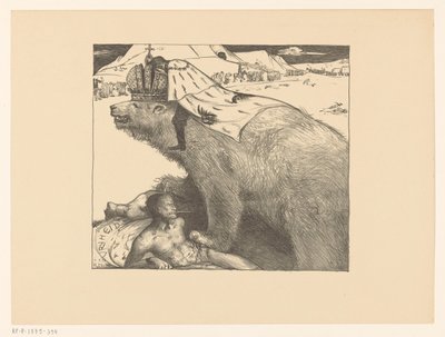 Rus ayısı üzerinde Rusya Çarı Nicholas II Rus ayısı barış kükrer (orijinal başlık) by Richard Nicolaüs Roland Holst