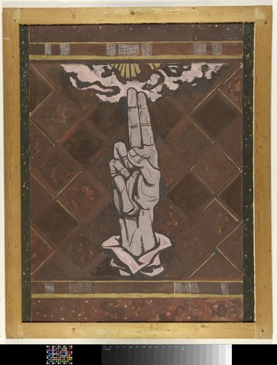 Ülserli el; Lahey'deki Yargıtay'daki mermer dekorasyon figürü için tasarım by Richard Nicolaüs Roland Holst