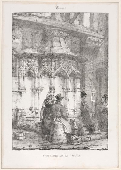 Mimari Kalıntılar ve Parçalar: Rouen - La Crosse Çeşmesi by Richard Parkes Bonington