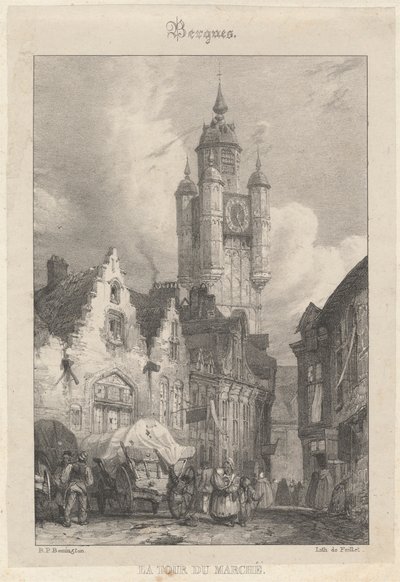 Bergues - Pazar Kulesi by Richard Parkes Bonington