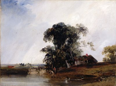 Göletli Manzara, c.1825-26 (tuval üzerine yağlı boya) by Richard Parkes Bonington