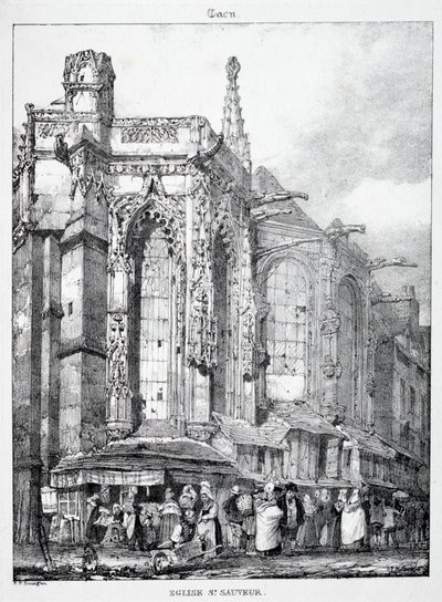 Ortaçağ Mimarisinin Kalıntıları ve Parçaları: St. Sauveur Kilisesi, Caën. by Richard Parkes Bonington