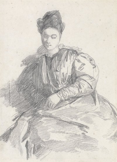Oturan Kadın Çalışması (kağıt üzerinde grafit) by Richard Parkes Bonington