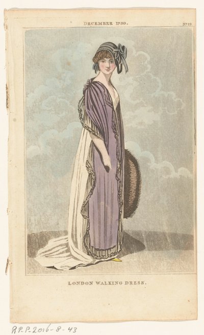 Londra ve Paris Kadın Modası Dergisi, No.22, Aralık 1799. Londra Yürüyüş Elbisesi by Richard Phillips