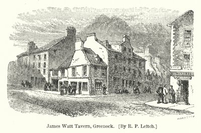James Watt Tavern, Greenock (gravür) by Richard Principal (after) Leitch