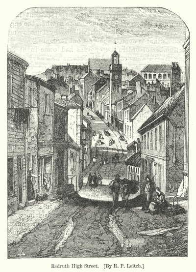 Redruth High Street (gravür) by Richard Principal (after) Leitch