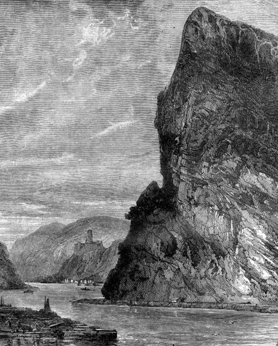 Loreley kayası, St Goarshausen yakınlarında, Almanya, 19. yüzyıl by Richard Principal Leitch