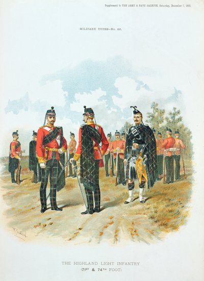 Highland Hafif Piyade, Sanat ve Donanma Gazetesi ekinden, 7 Aralık 1895 by Richard Simkin