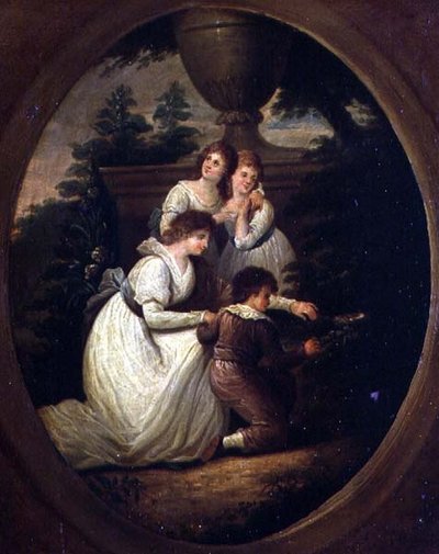 Bahçedeki Aile Grubu, c.1790 (bakır üzeri yağlı boya) by Richard Westall