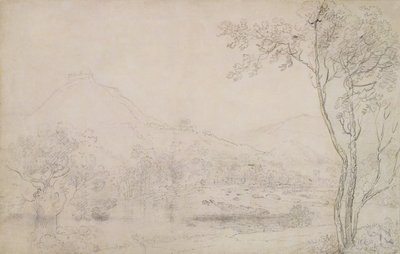 Castell Dinas Bran, Galler (kağıt üzerinde grafit ve siyah tebeşir) by Richard Wilson
