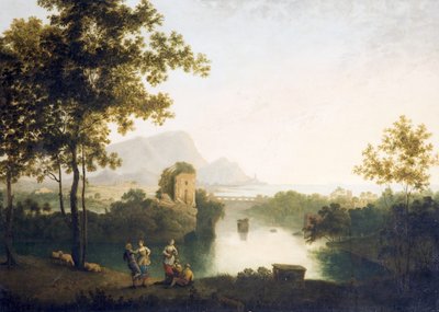 Köylülerin Dansı ile Nehir Ağzında Akşam (tuval üzerine yağlı boya) by Richard Wilson