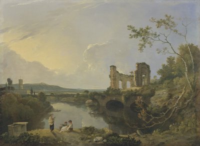 İtalyan Manzarası (Sabah), c.1760-65 (tuval üzerine yağlı boya) by Richard Wilson