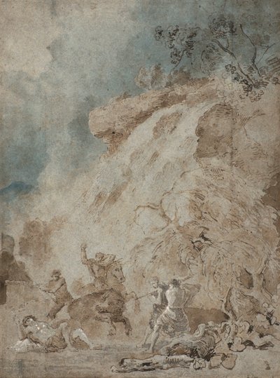 Meleager ve Atalanta, c.1770 (kağıt üzerinde yıkamalı kalem ve mürekkep) by Richard Wilson