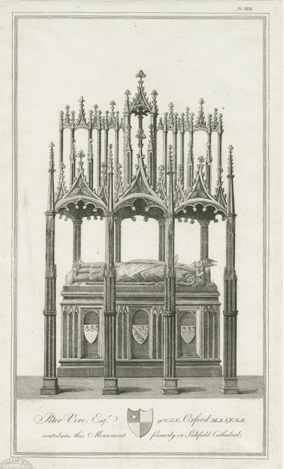 Lichfield Katedrali - Piskopos Blythe Anıtı: gravür, nd [1762-1798] (baskı) by Richard Woollett Basire