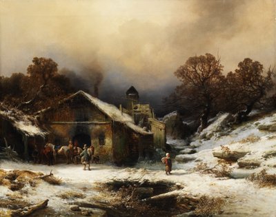 Bir çiftlik evi ile karlı manzara by Richard Zimmermann