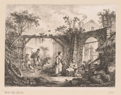 Bir evin kapısından manzaralı bir avlunun görünümü by Richard de Saint Non