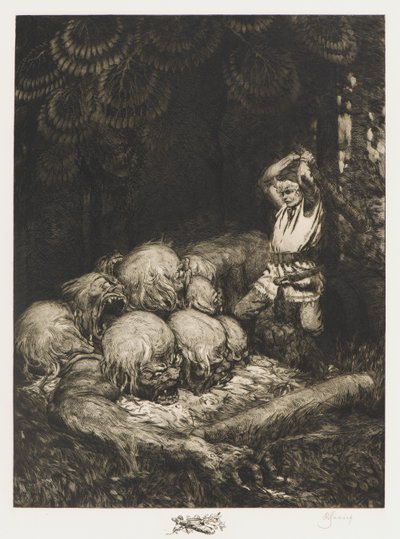 Kahraman Kurbads ve dokuz başlı şeytan by Rihards Zariņš