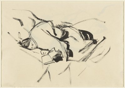 Bir kitapla yatan kadın, yastıklar içinde by Rik Wouters