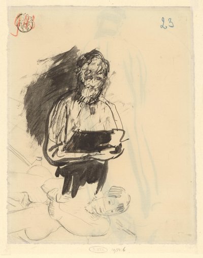 Ayakta duran bir figürün ve oturan bir kadının çizimi by Rik Wouters
