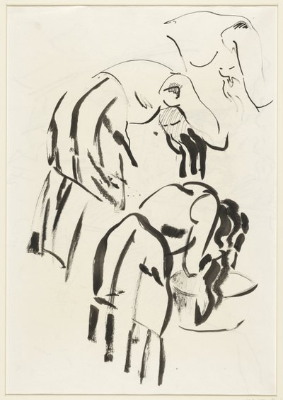 Saçını yıkayan bir kadının çizimleri by Rik Wouters
