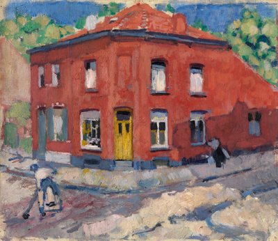 Kırmızı Ev, Geç Kar (tuval üzerine yağlıboya) by Rik Wouters