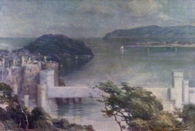 Conway from Benarth, Early Morning (colour litho) by Robert (after) Fowler