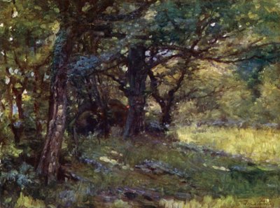 In the Woods, Berwyn (colour litho) by Robert (after) Fowler