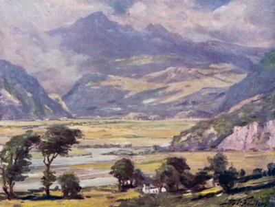 Snowdon from Traeth Mawr (colour litho) by Robert (after) Fowler