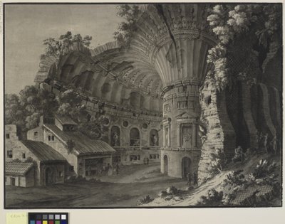 Mimari fantezi. Devasa tonozlu bir rotunda harabesinin içi by Robert Adam