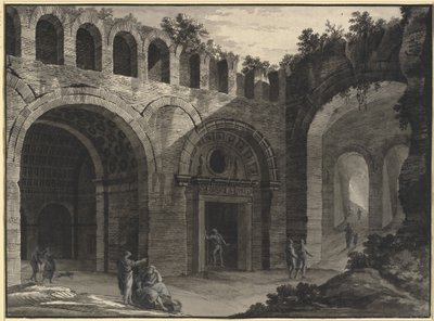 Antik bir harabenin iç avlusunun mimari fantezisi by Robert Adam
